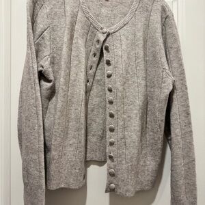 Wayf Light Gray Button-Up Cardigan
